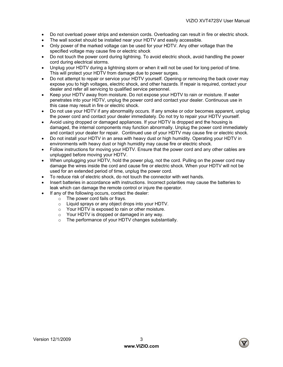 Vizio XVT472SV User Manual | Page 3 / 83