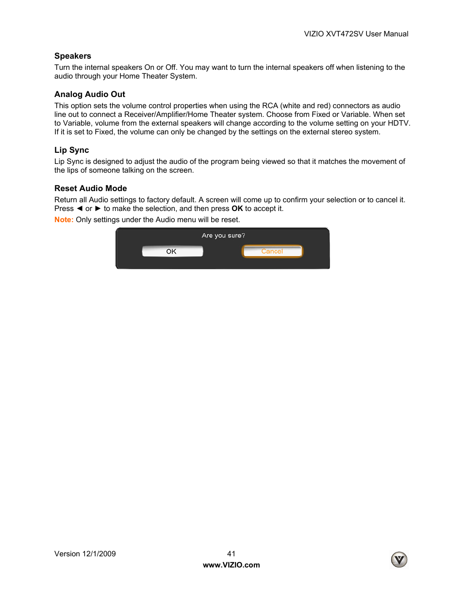Vizio XVT472SV User Manual | Page 41 / 83