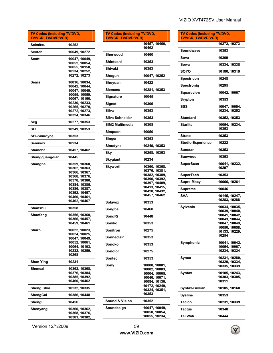 Vizio XVT472SV User Manual | Page 59 / 83