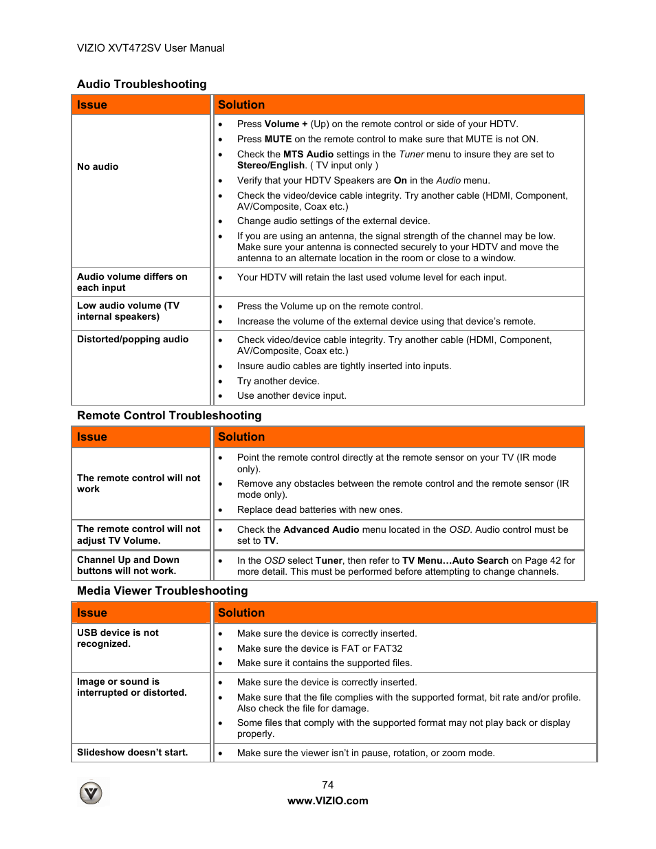Vizio XVT472SV User Manual | Page 74 / 83