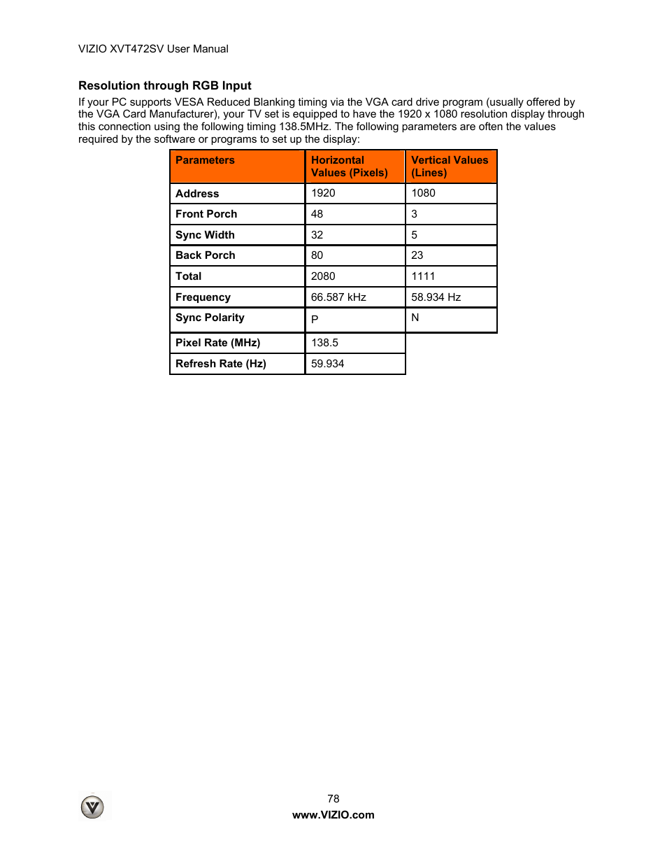 Vizio XVT472SV User Manual | Page 78 / 83