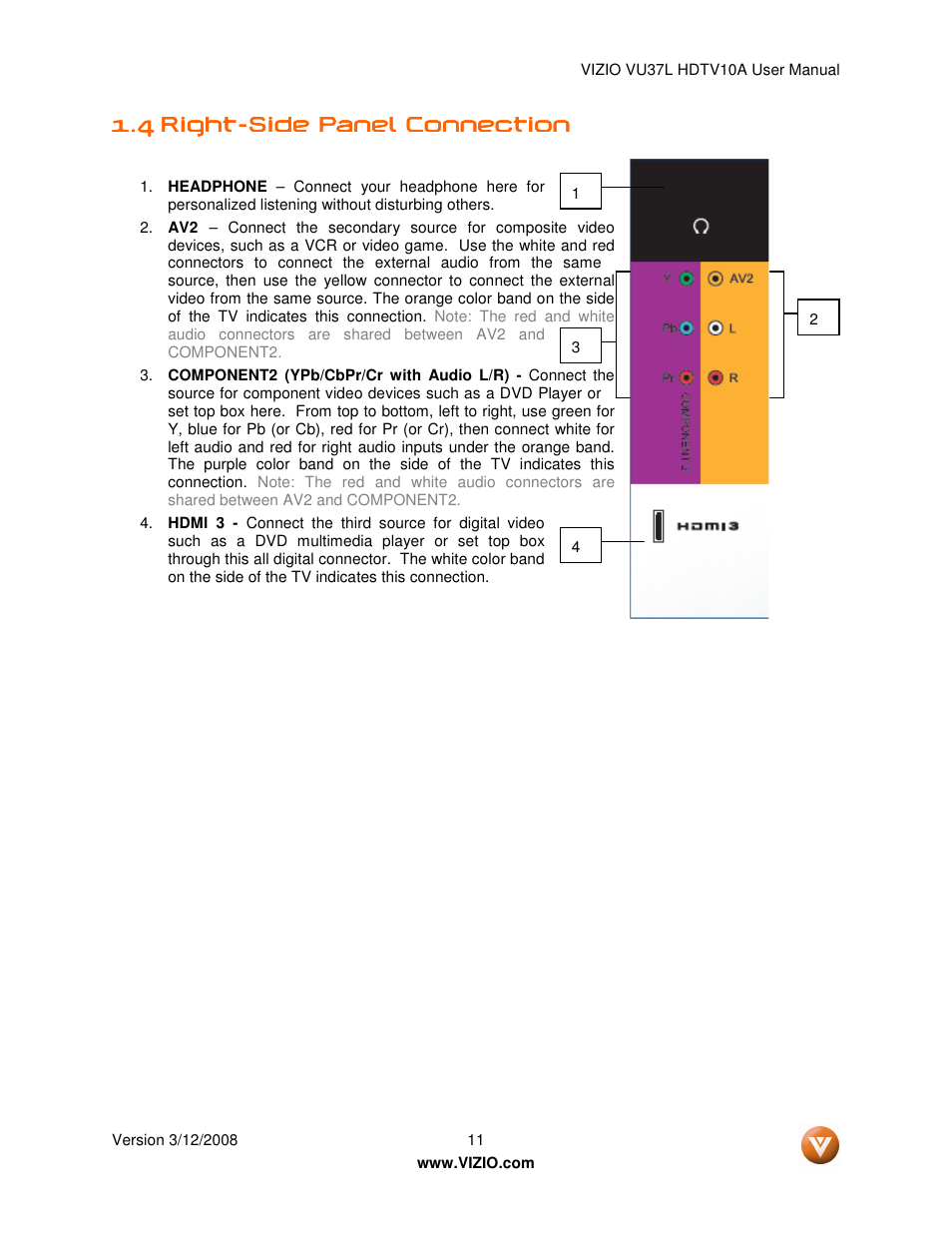 Vizio VU37L User Manual | Page 11 / 74