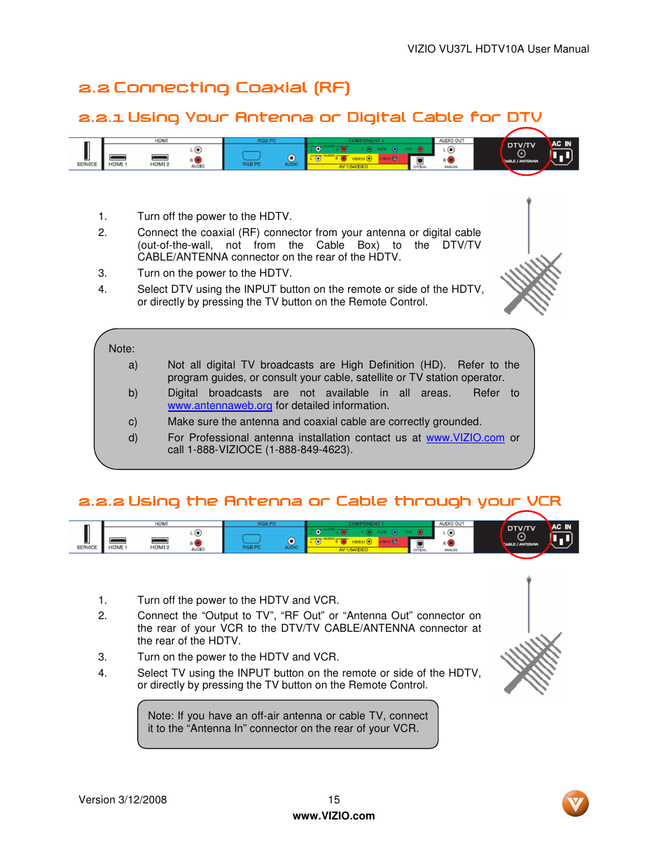Vizio VU37L User Manual | Page 15 / 74