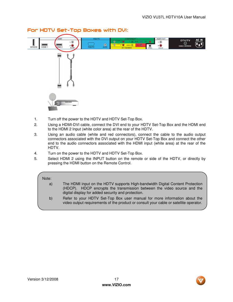 Vizio VU37L User Manual | Page 17 / 74
