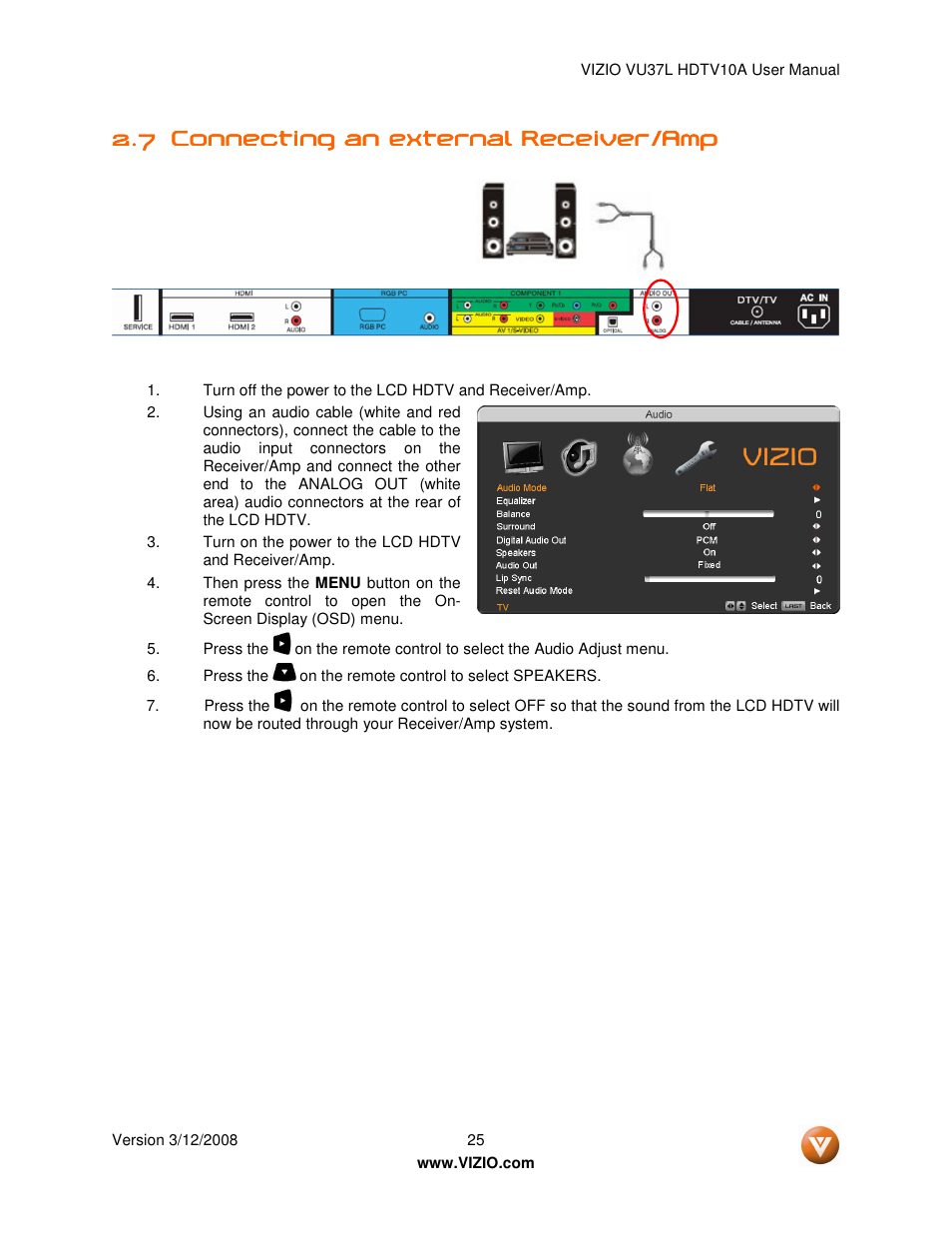 Vizio VU37L User Manual | Page 25 / 74