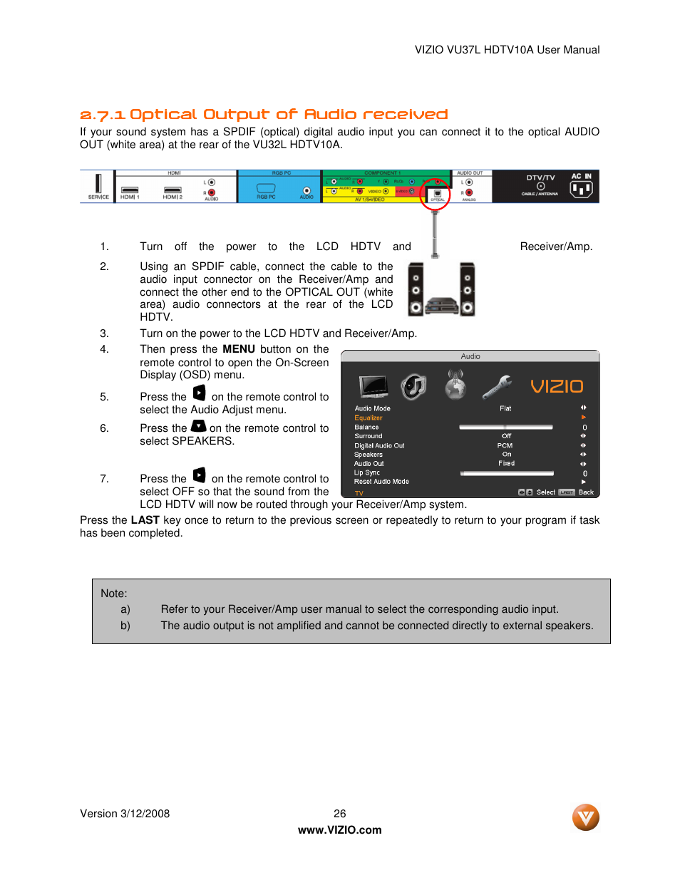 Vizio VU37L User Manual | Page 26 / 74
