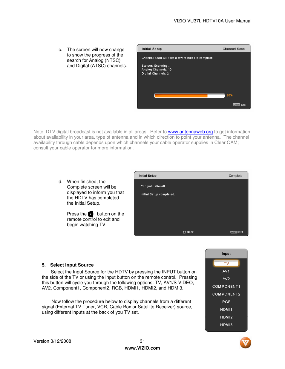Vizio VU37L User Manual | Page 31 / 74