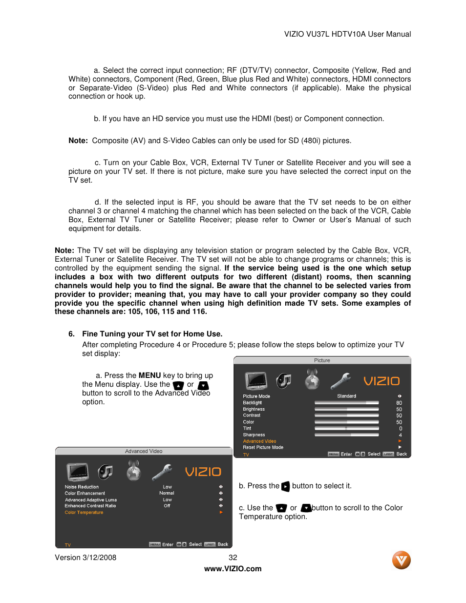 Vizio VU37L User Manual | Page 32 / 74