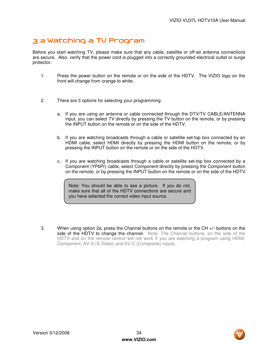 Vizio VU37L User Manual | Page 34 / 74
