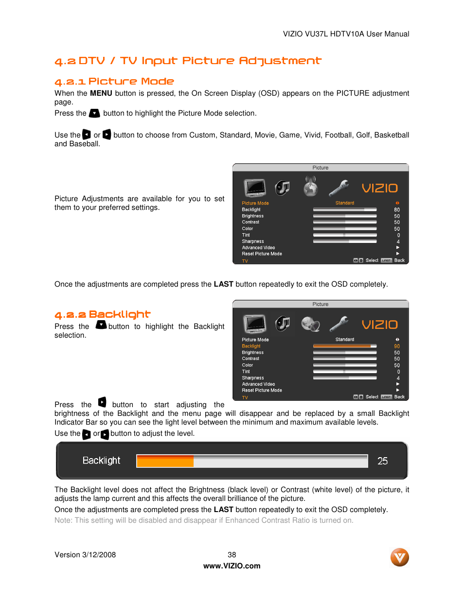 Vizio VU37L User Manual | Page 38 / 74