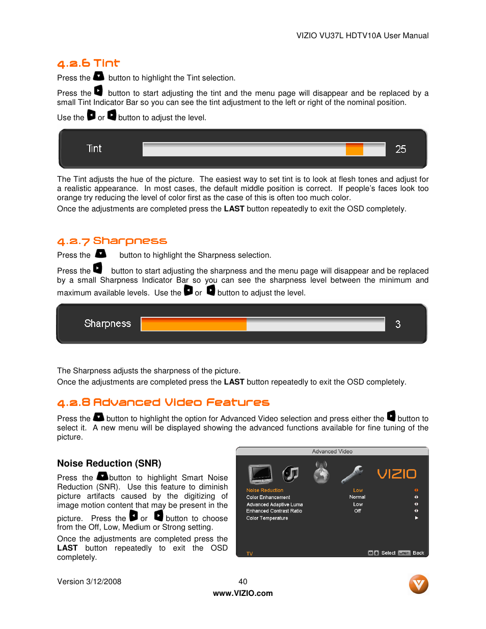 Vizio VU37L User Manual | Page 40 / 74