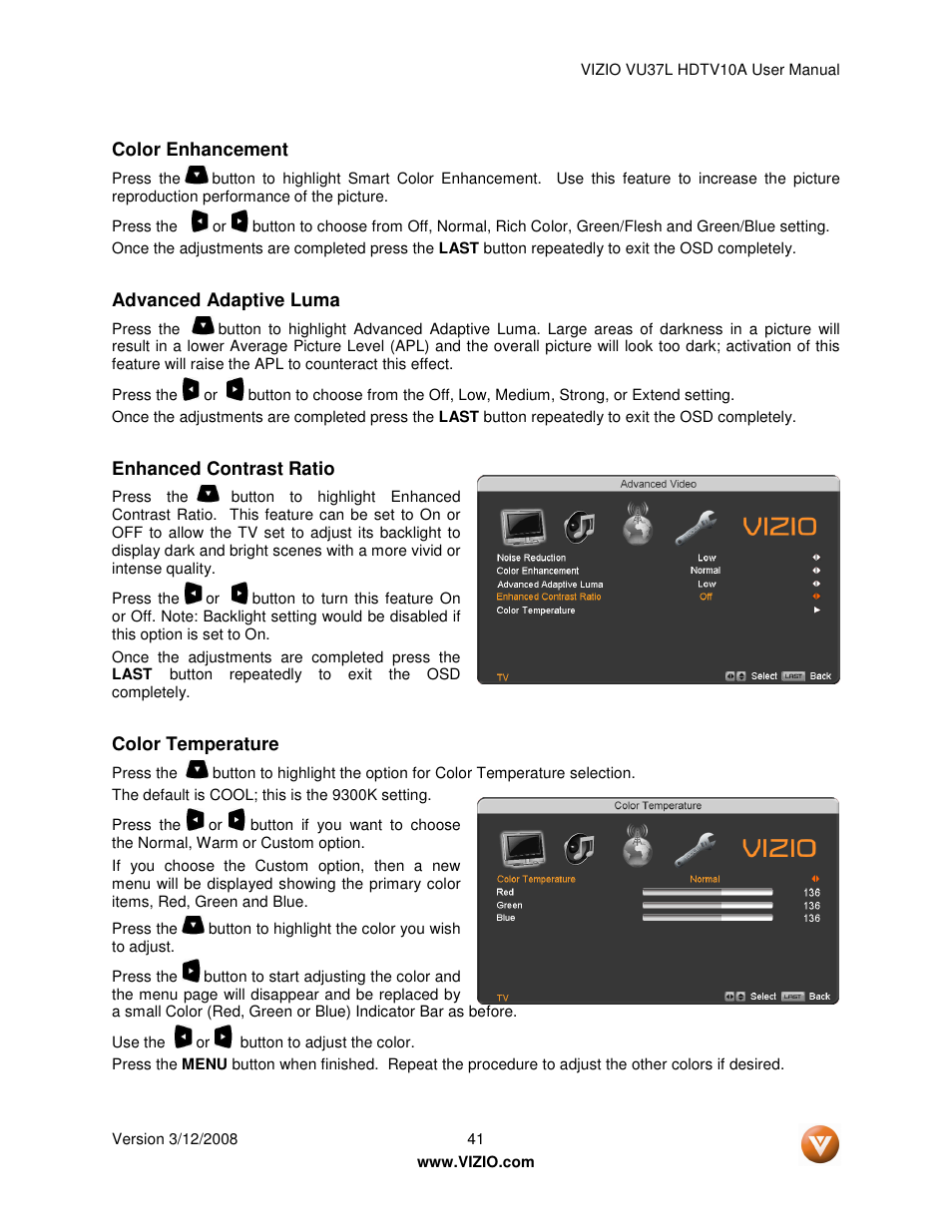 Vizio VU37L User Manual | Page 41 / 74