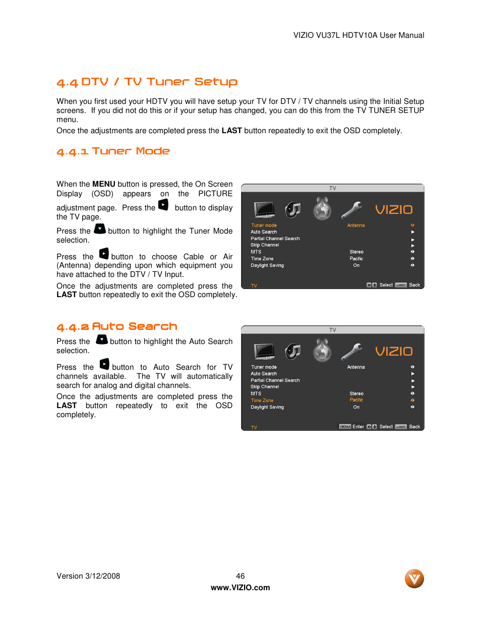 Vizio VU37L User Manual | Page 46 / 74