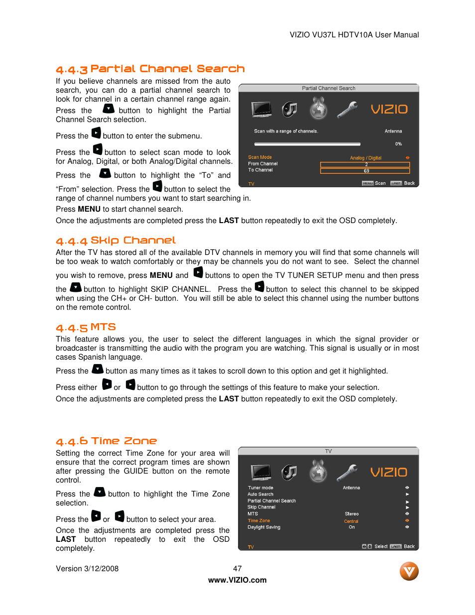 Vizio VU37L User Manual | Page 47 / 74