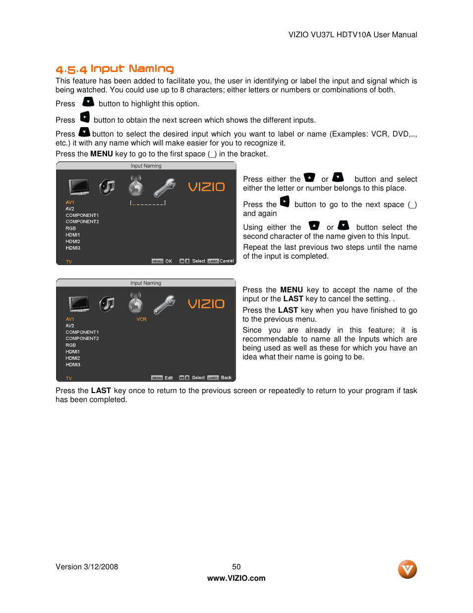 Vizio VU37L User Manual | Page 50 / 74
