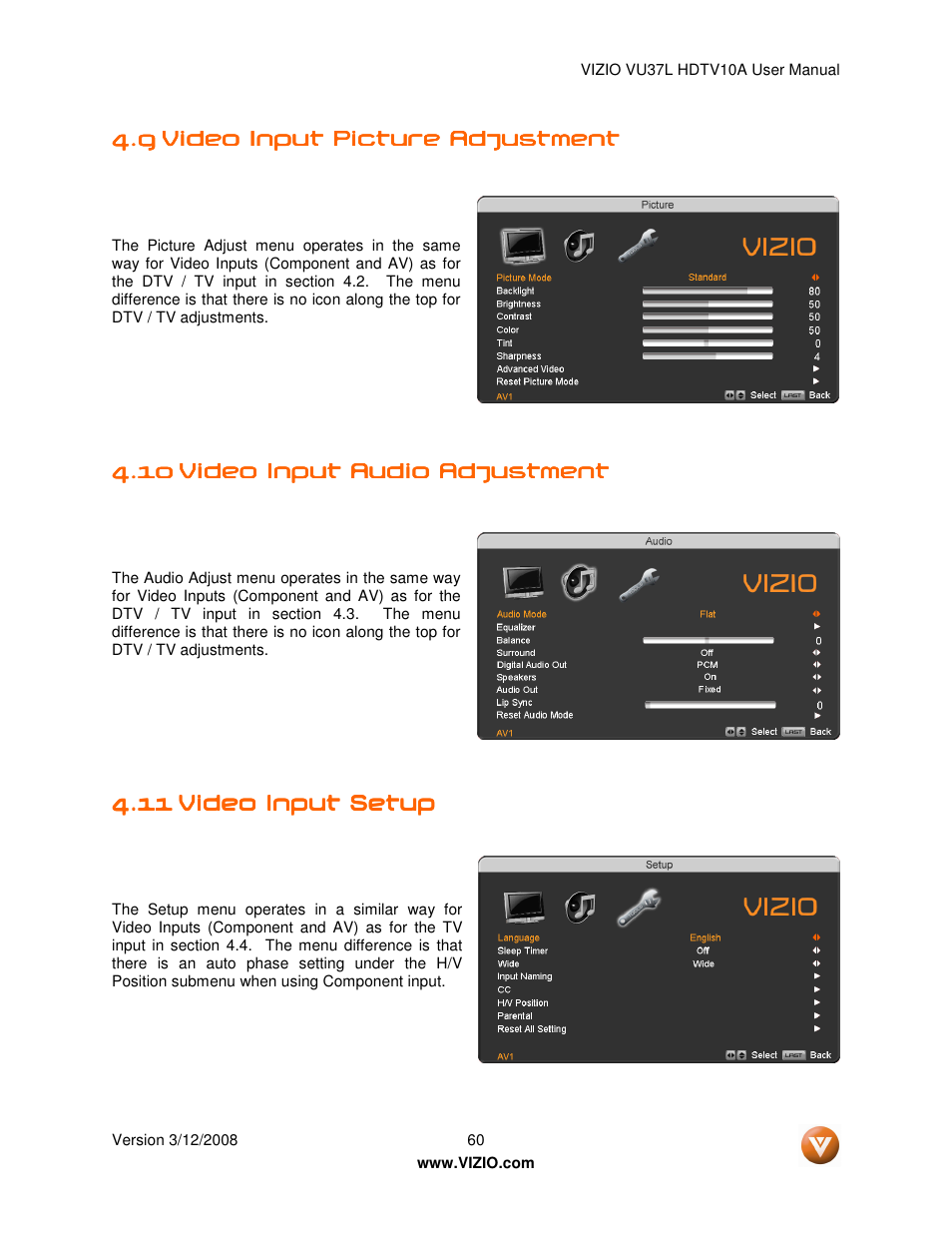 Vizio VU37L User Manual | Page 60 / 74