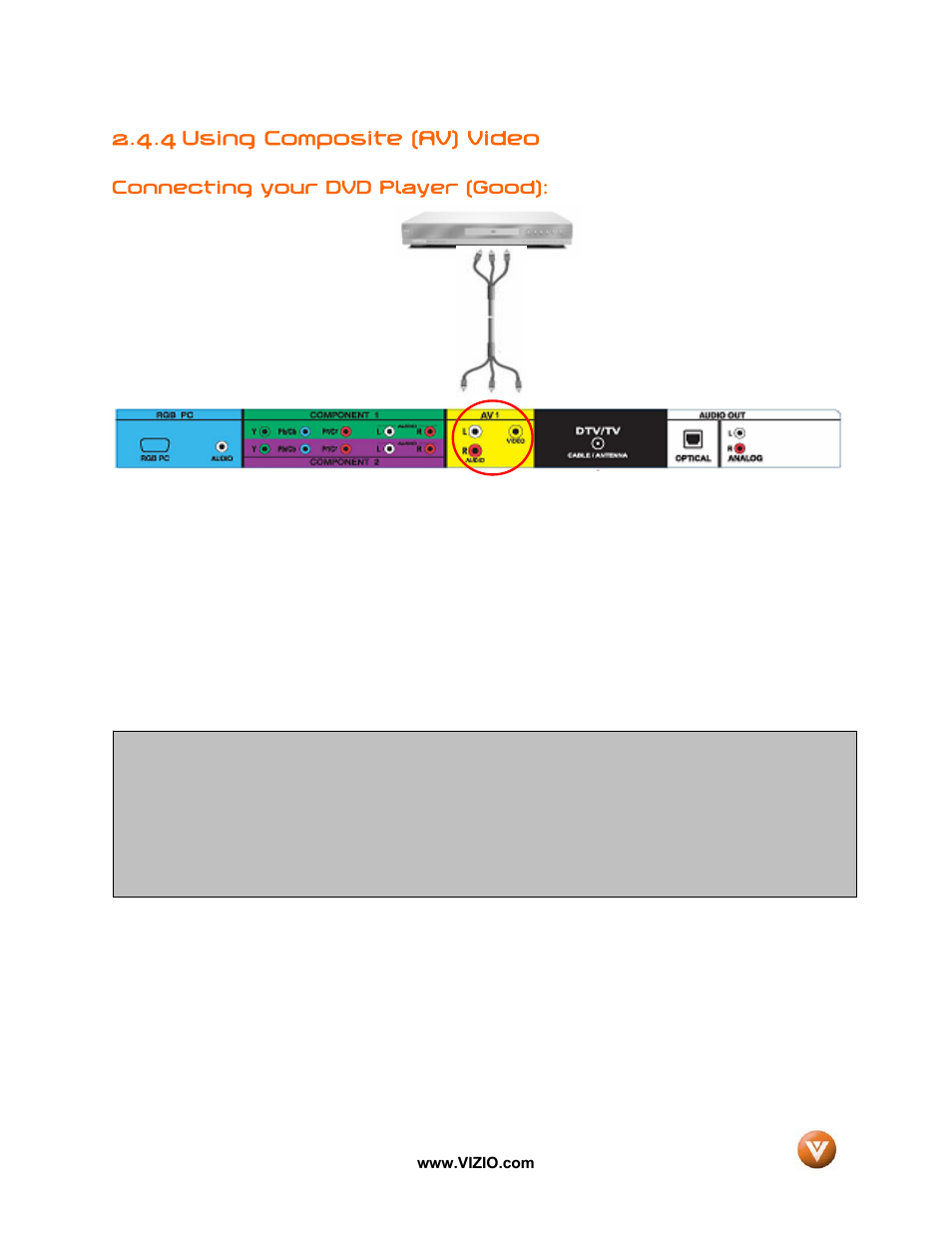 4 using composite (av) video | Vizio VX52L User Manual | Page 26 / 79