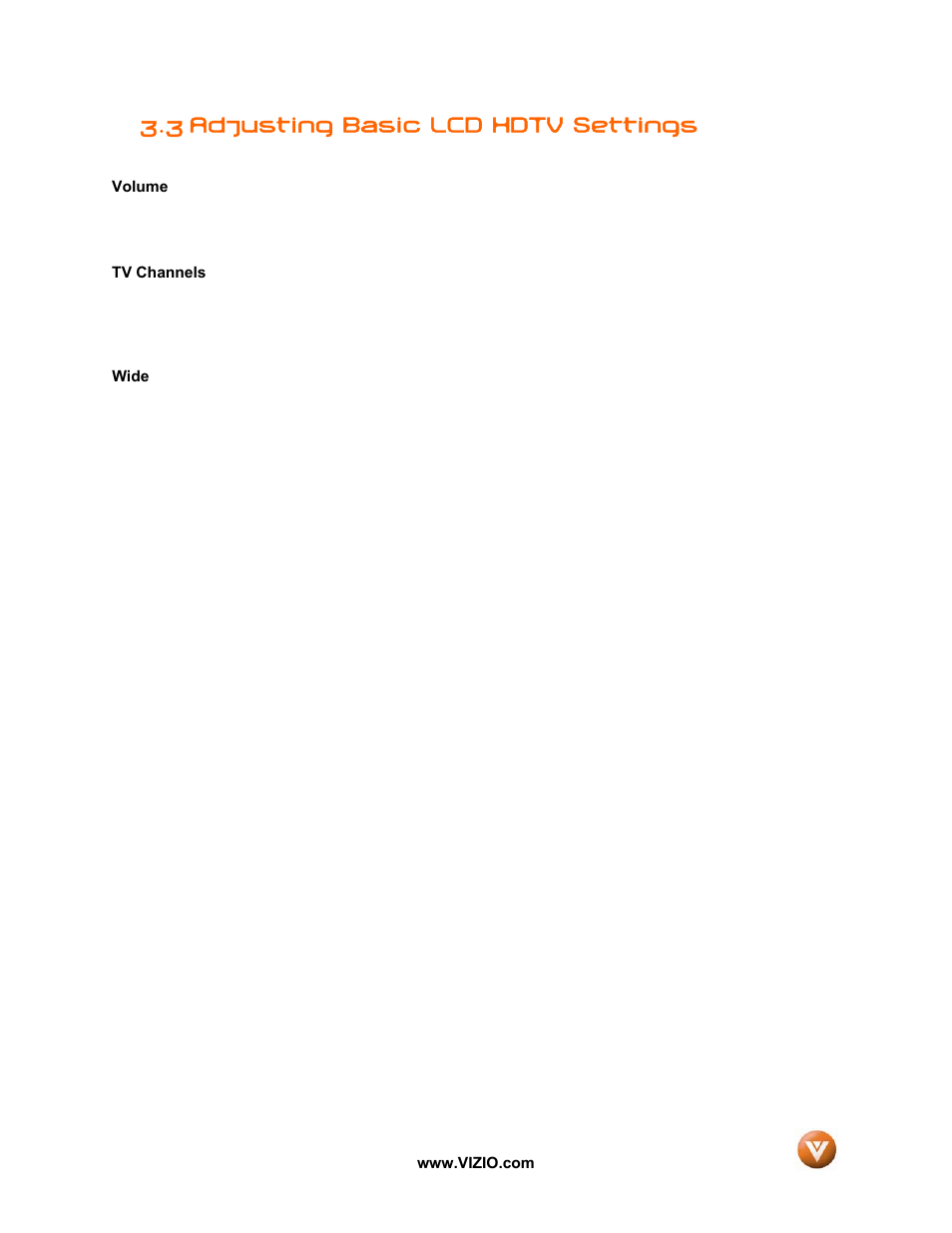 3 adjusting basic lcd hdtv settings | Vizio VX52L User Manual | Page 35 / 79