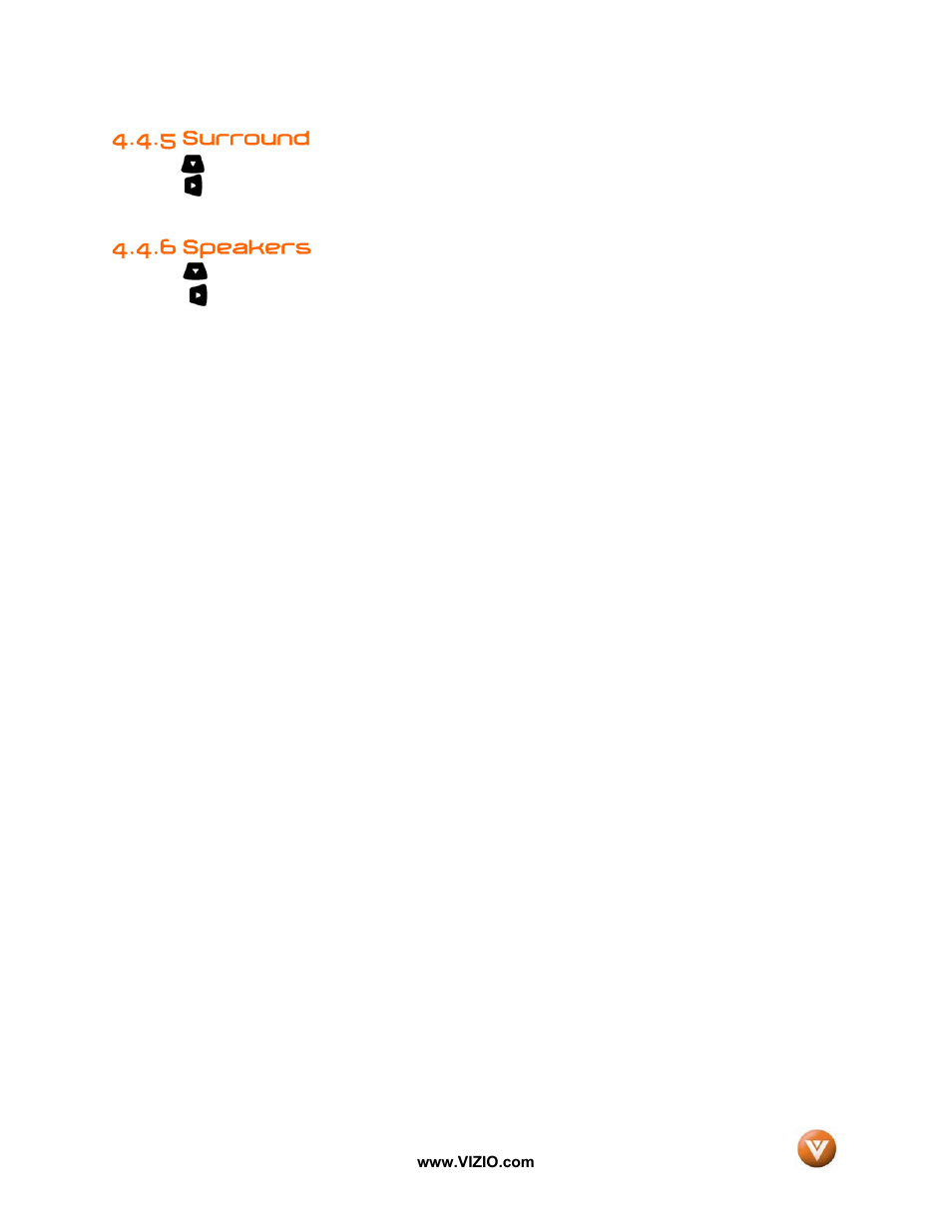 5 surround, Speakers, 6 speakers | Vizio VX52L User Manual | Page 43 / 79