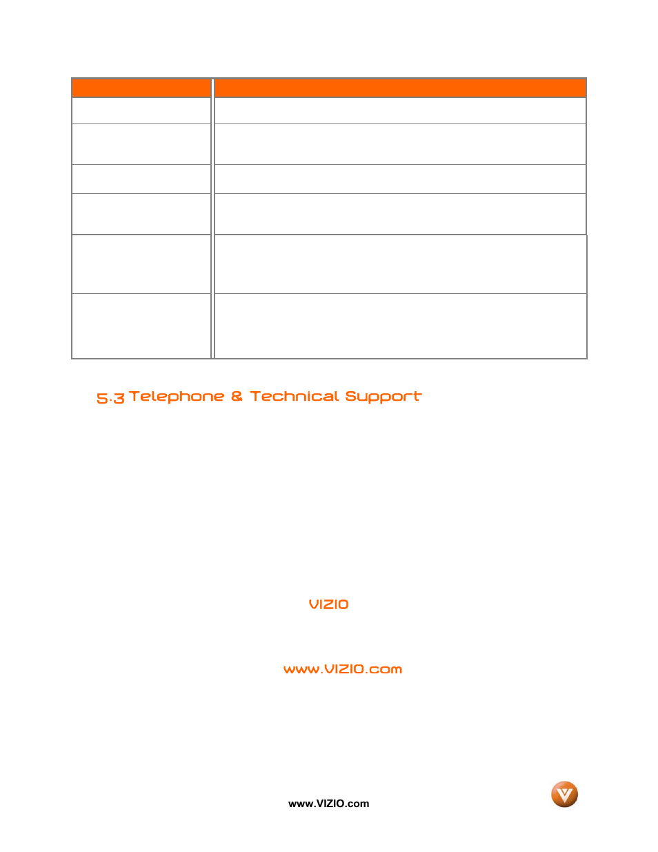 3 telephone & technical support | Vizio VX52L User Manual | Page 66 / 79