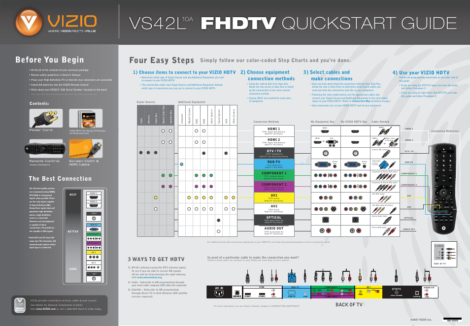 Vizio VS42L User Manual | 2 pages