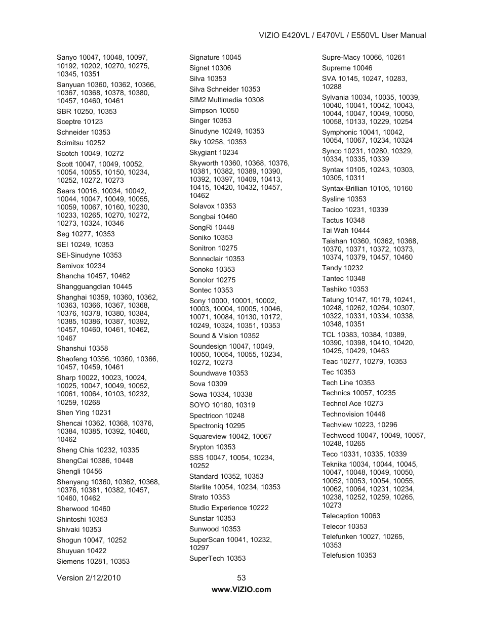 Vizio E550VL User Manual | Page 53 / 73