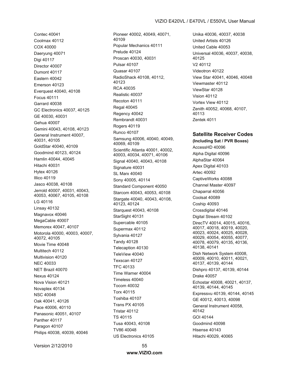 Vizio E550VL User Manual | Page 55 / 73