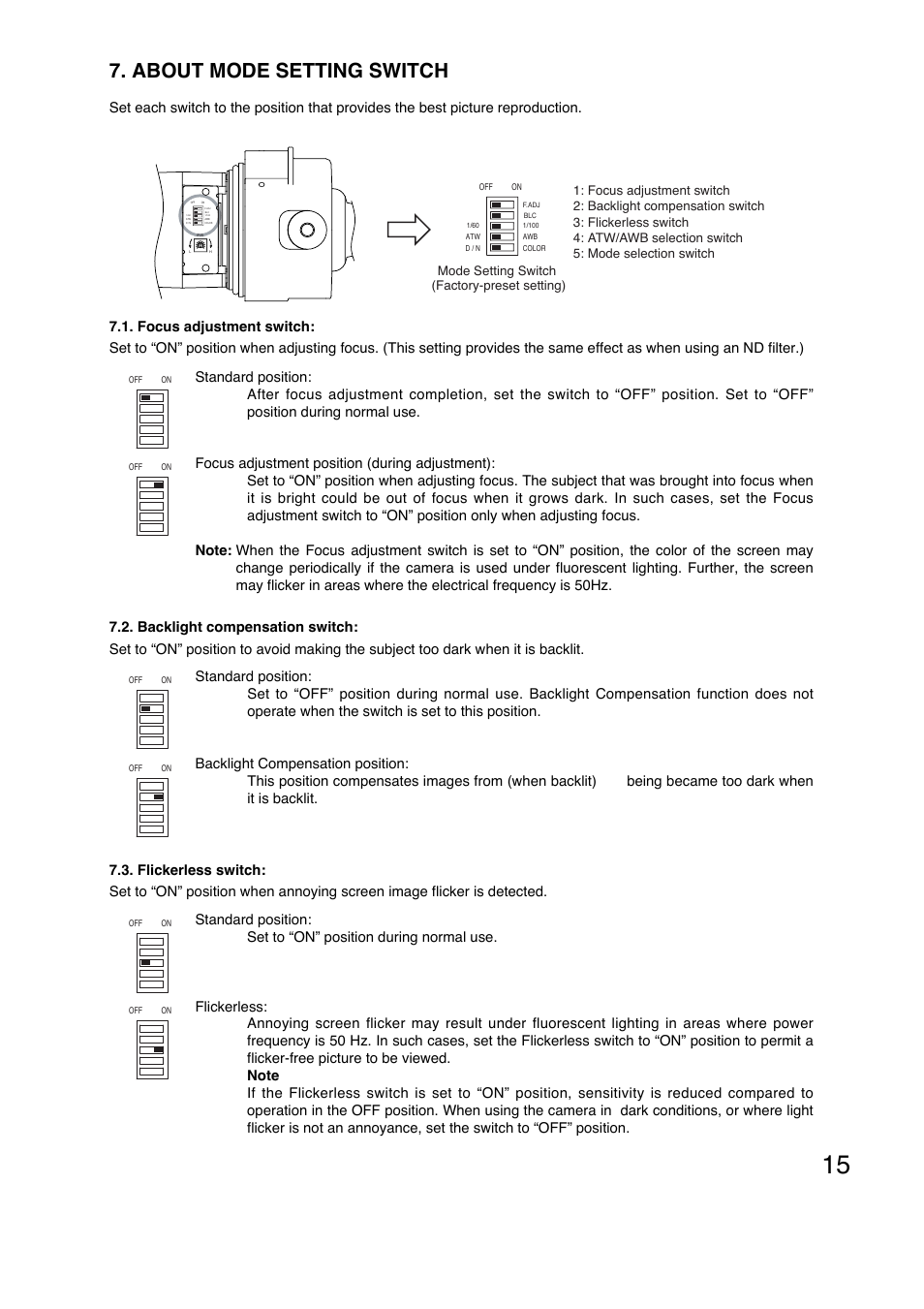 About mode setting switch | Vizio C-CV454D-9 CU User Manual | Page 15 / 20