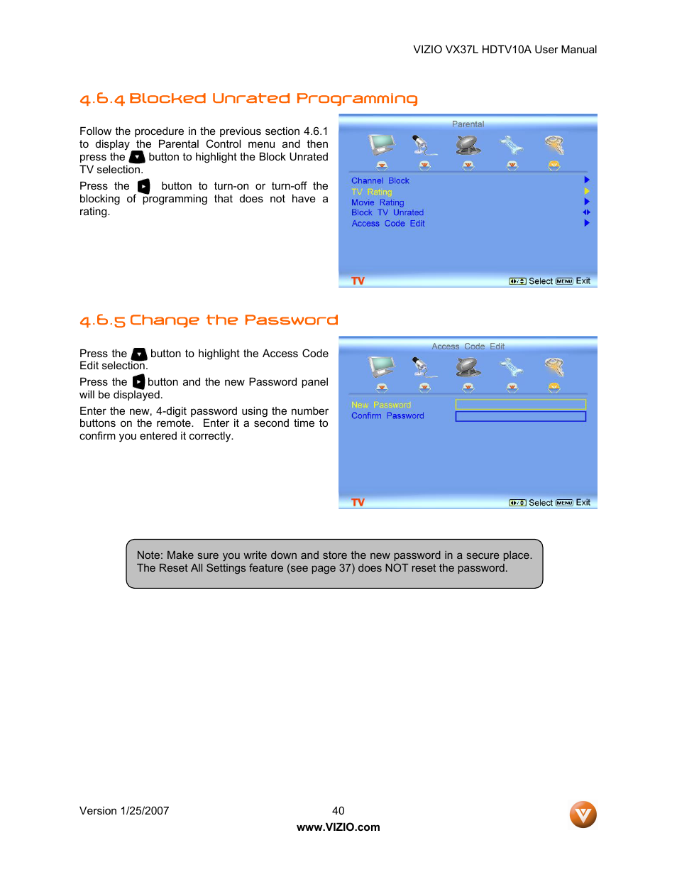 Vizio VX37LHDTV10A User Manual | Page 40 / 57