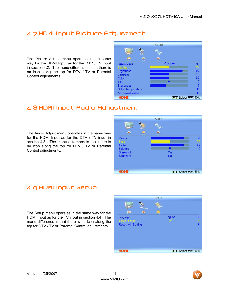 Vizio VX37LHDTV10A User Manual | Page 41 / 57