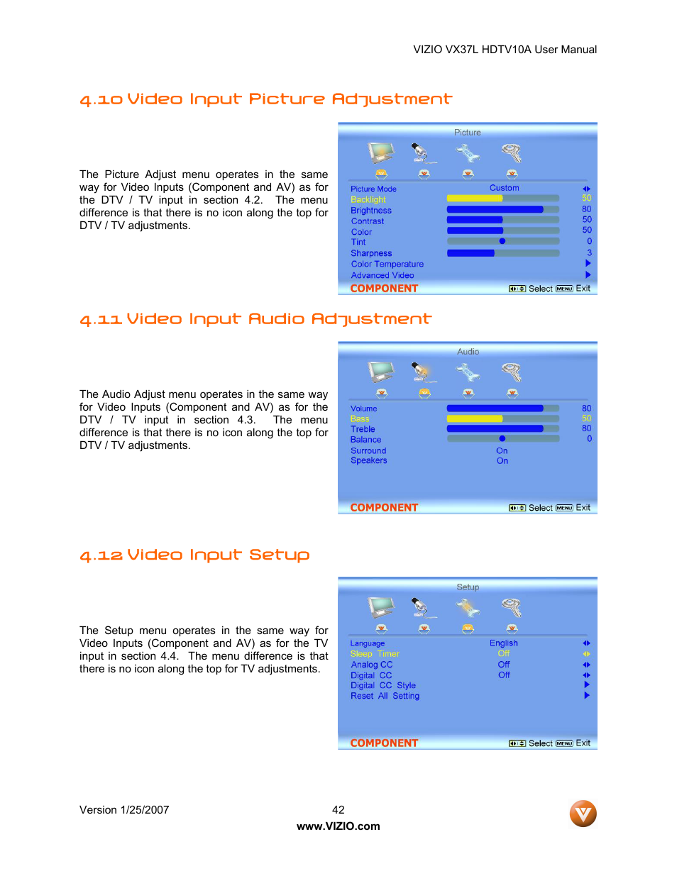 Vizio VX37LHDTV10A User Manual | Page 42 / 57
