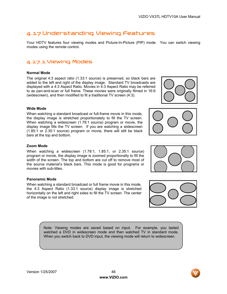 17 understanding viewing features | Vizio VX37LHDTV10A User Manual | Page 46 / 57