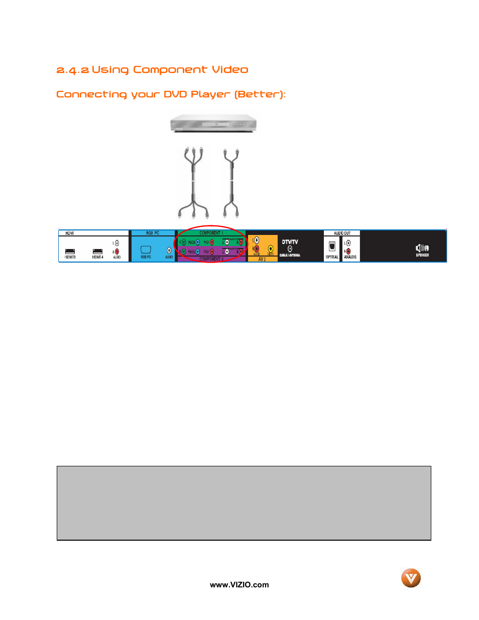 2 using component video | Vizio GV52L FHDTV10A User Manual | Page 27 / 80