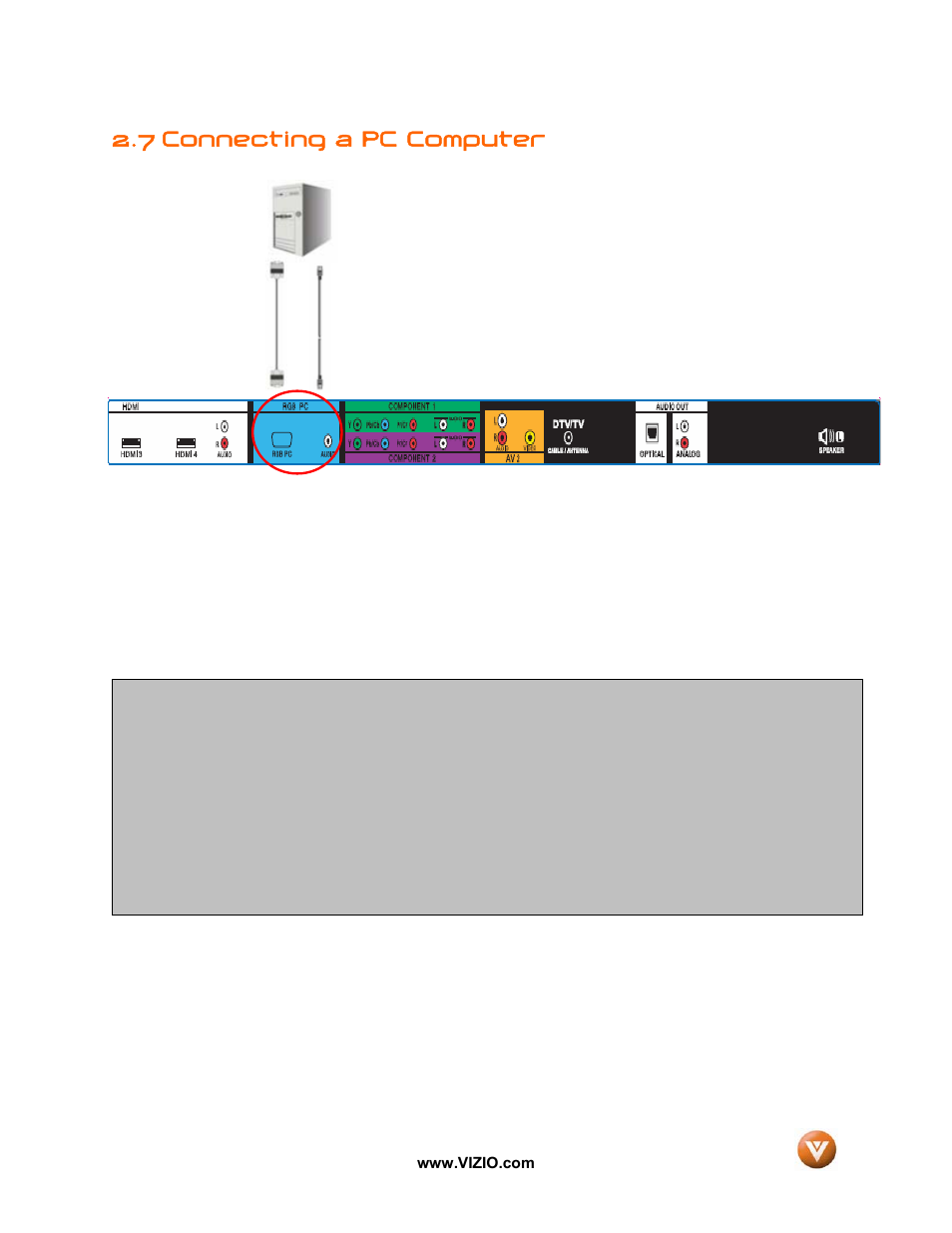7 connecting a pc computer | Vizio GV52L FHDTV10A User Manual | Page 32 / 80