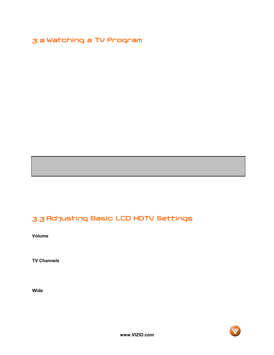 2 watching a tv program, 3 adjusting basic lcd hdtv settings | Vizio GV52L FHDTV10A User Manual | Page 37 / 80