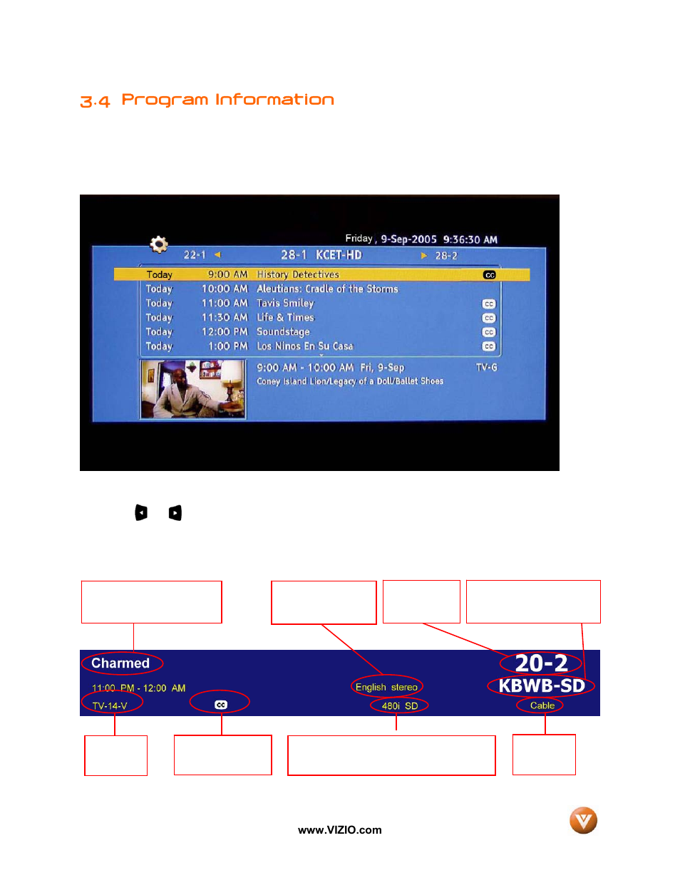 4 program information | Vizio GV52L FHDTV10A User Manual | Page 38 / 80