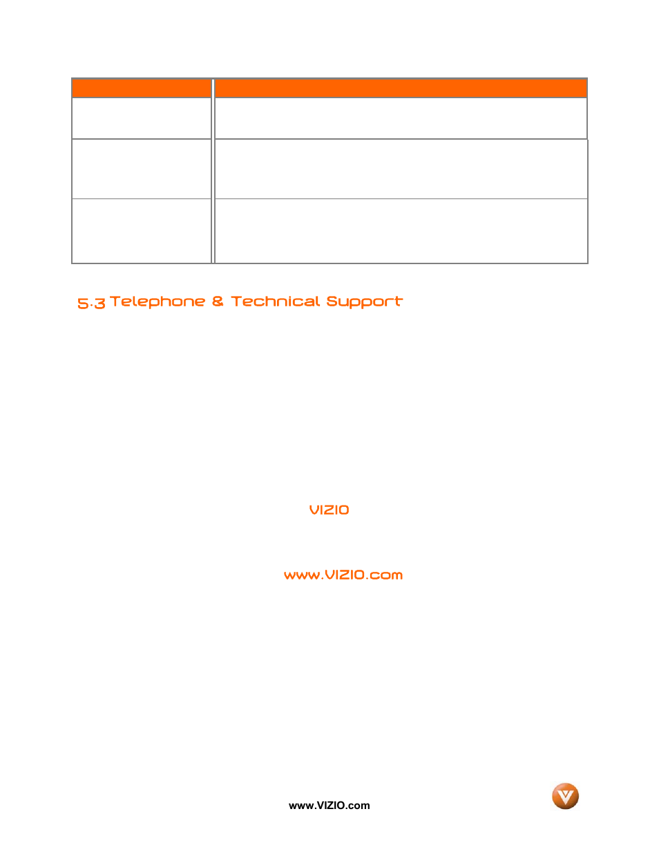 3 telephone & technical support | Vizio GV52L FHDTV10A User Manual | Page 67 / 80