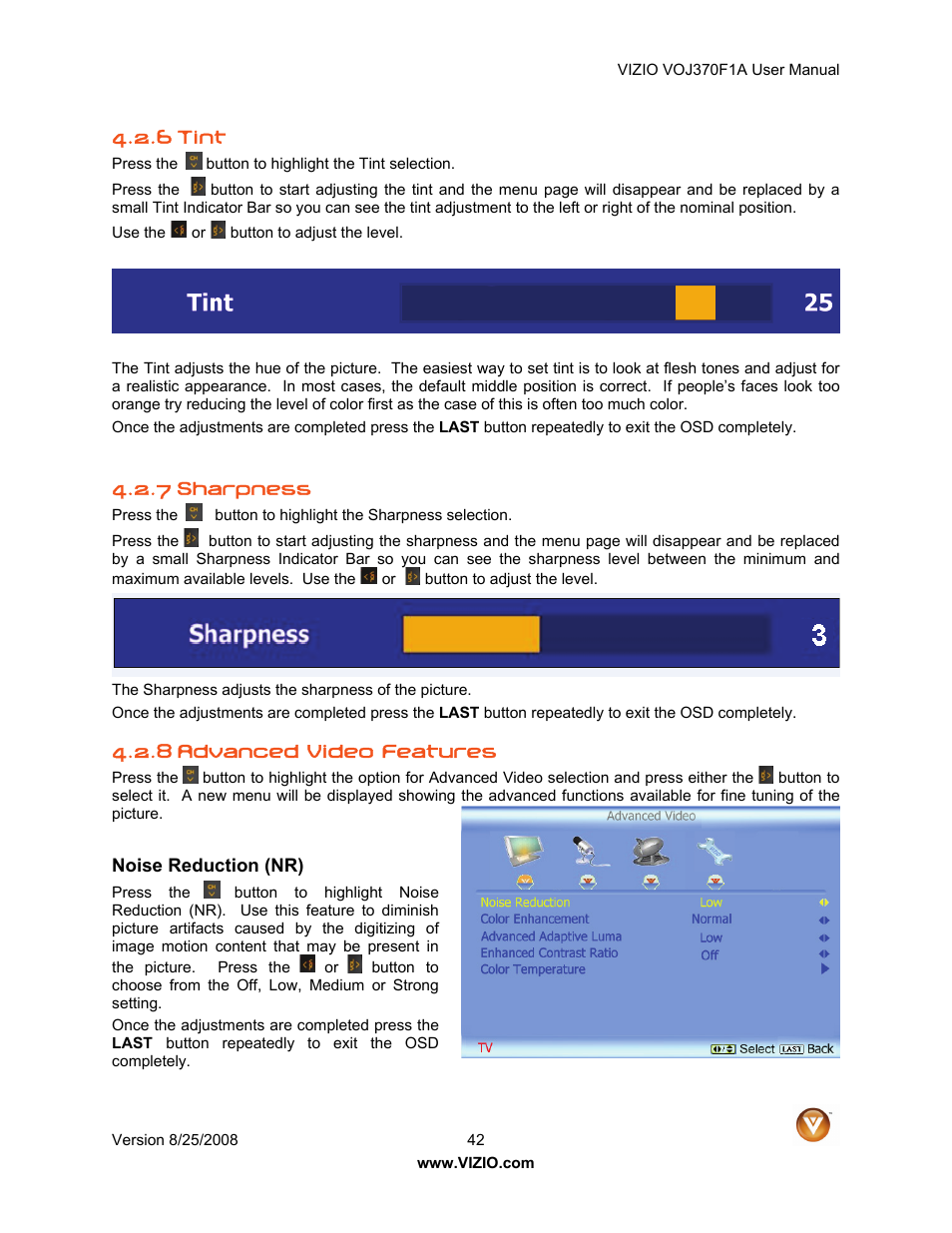 Vizio VOJ370F1A User Manual | Page 42 / 76