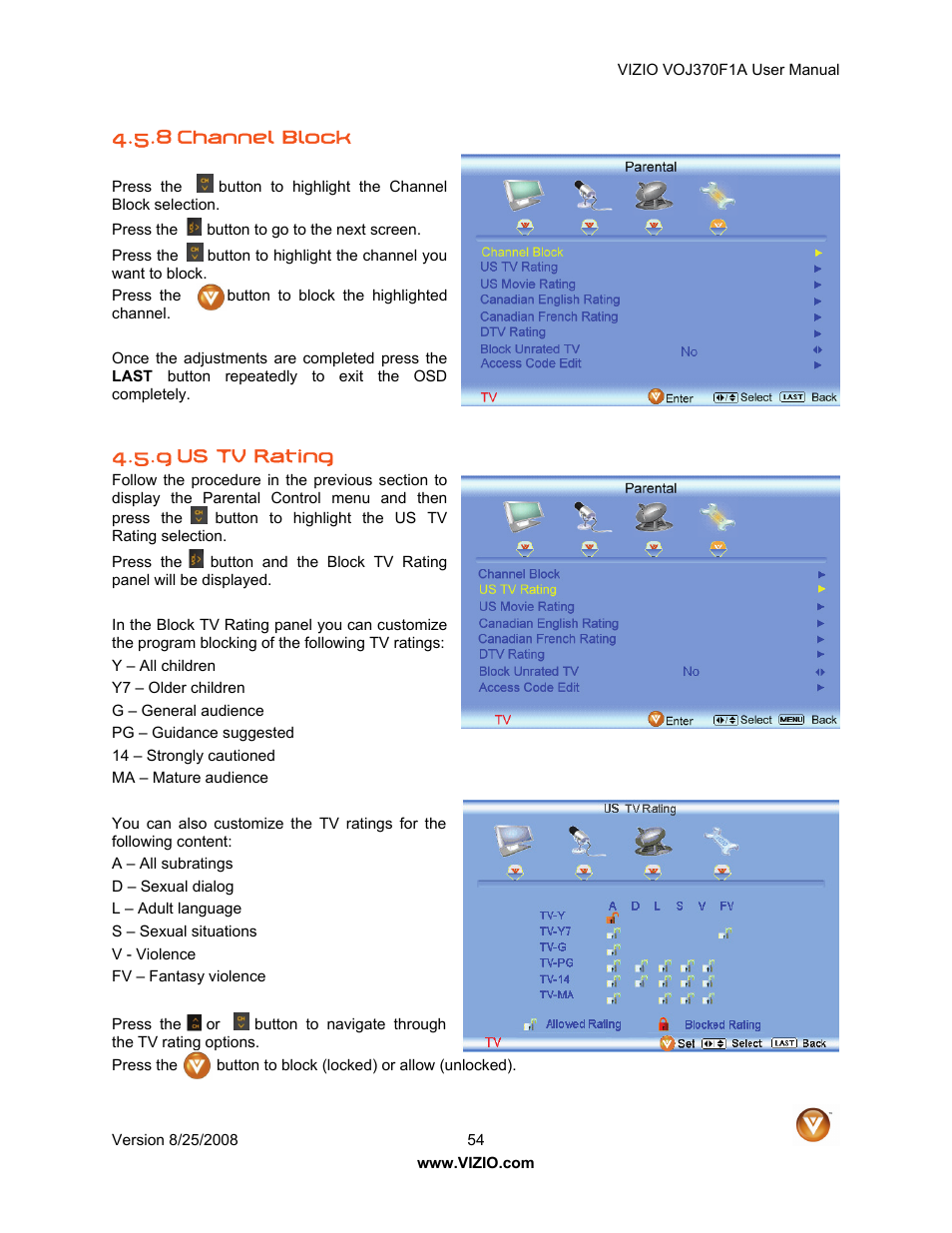 Vizio VOJ370F1A User Manual | Page 54 / 76