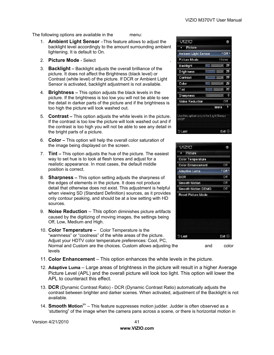 Vizio M370VT User Manual | Page 41 / 86