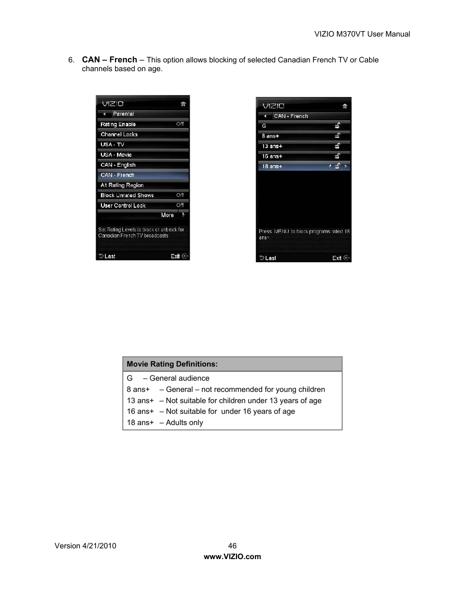 Vizio M370VT User Manual | Page 46 / 86