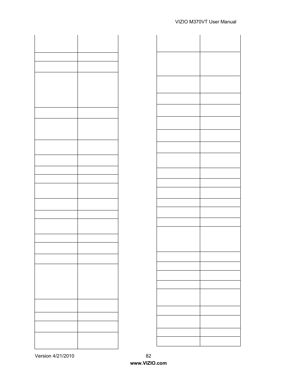 Vizio M370VT User Manual | Page 82 / 86