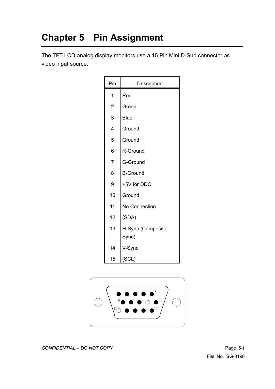 Pin assignment, Main board i/o connections, Chapter 5 pin assignment | Vizio L42HDTV10A User Manual | Page 15 / 107