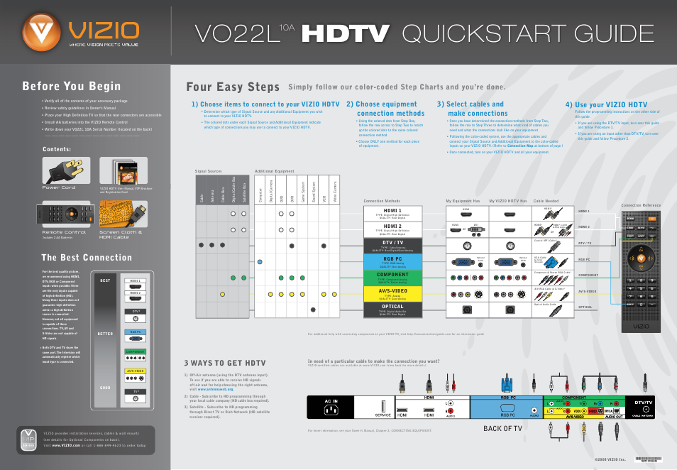 Vizio VO22L10A User Manual | 2 pages