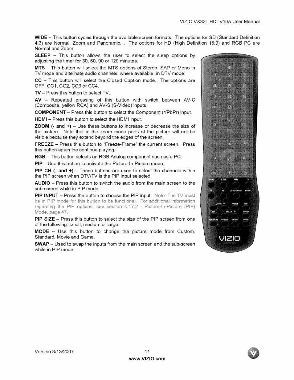 Vizio VX32L User Manual | Page 11 / 55