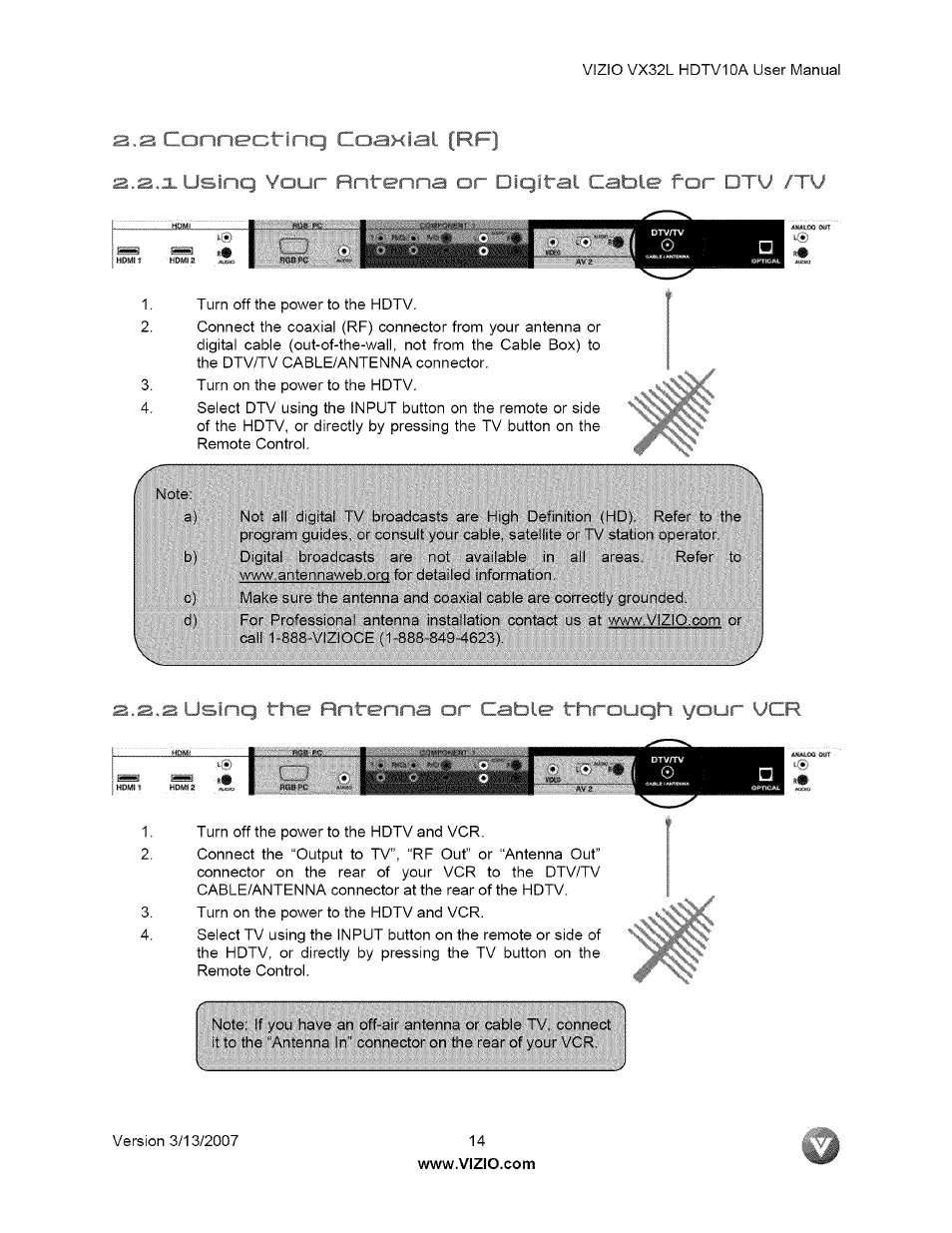 Ì { nnectini j r oanlal [rf, Your vcr, Nnectini j r oanlal [rf | Vizio VX32L User Manual | Page 14 / 55