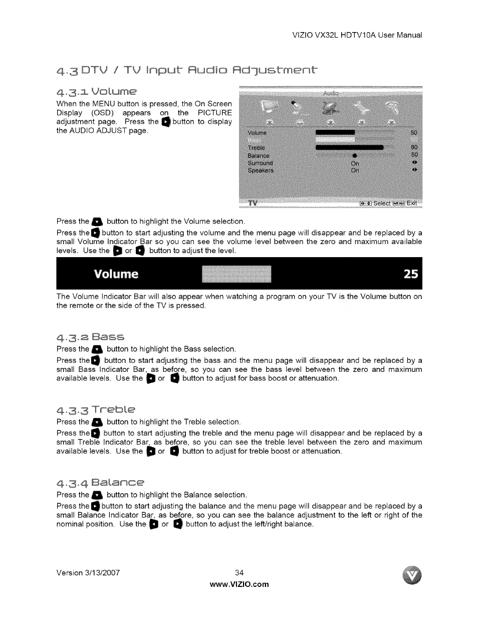 I , i i / xy input, S -vr 'ojitie, 4*3*4 bslsnco | Vizio VX32L User Manual | Page 34 / 55