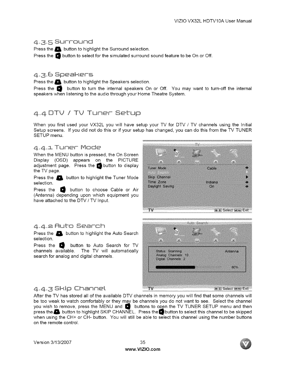 Round, N i >al-cers, I /| r d ■' / r * {i /m u i jp | X tuner mode, 3 skip channel, 1 tuner mode, I /| r d ■ ' / r, I jp | Vizio VX32L User Manual | Page 35 / 55