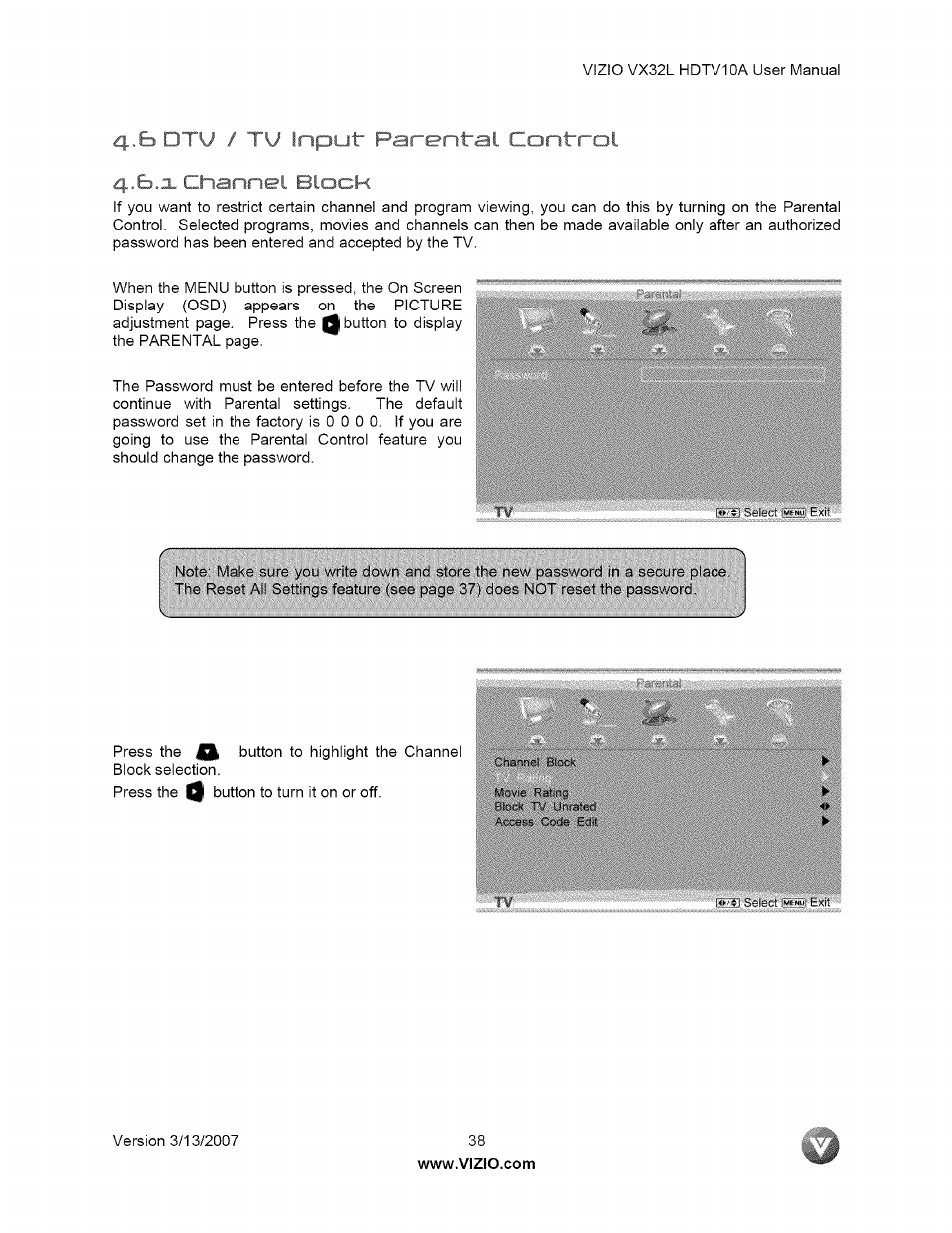 Vizio VX32L User Manual | Page 38 / 55