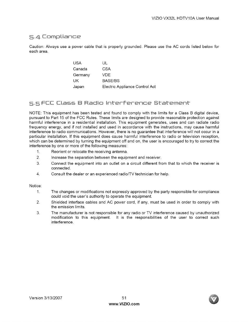 Iliance | Vizio VX32L User Manual | Page 51 / 55